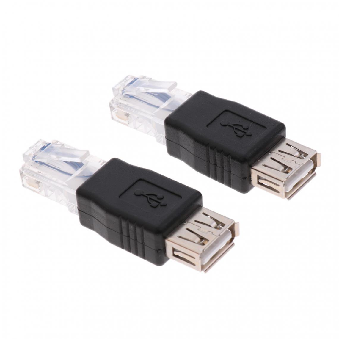 marque generique - 2x Ethernet RJ45 Mâle Vers USB 2.0 Adaptateur Femelle Prise Réseau Convertisseur - Hub