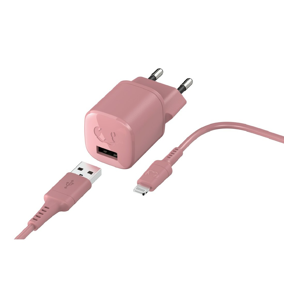 Fresh'N Rebel - Mini chargeur USB-A 12W + Câble Apple Lightning 1,5m, Rose - Joystick