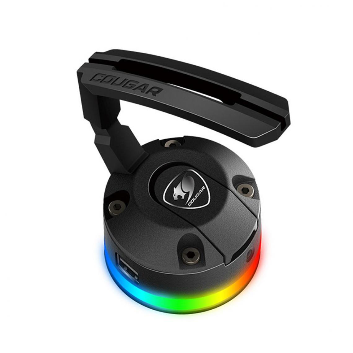 Generic - Souris de jeu élastique avec 2 ports USB et 14 lumières, support de câble de haute qualité, organisateur de fil Flexible - Noir  - Support casque gamer