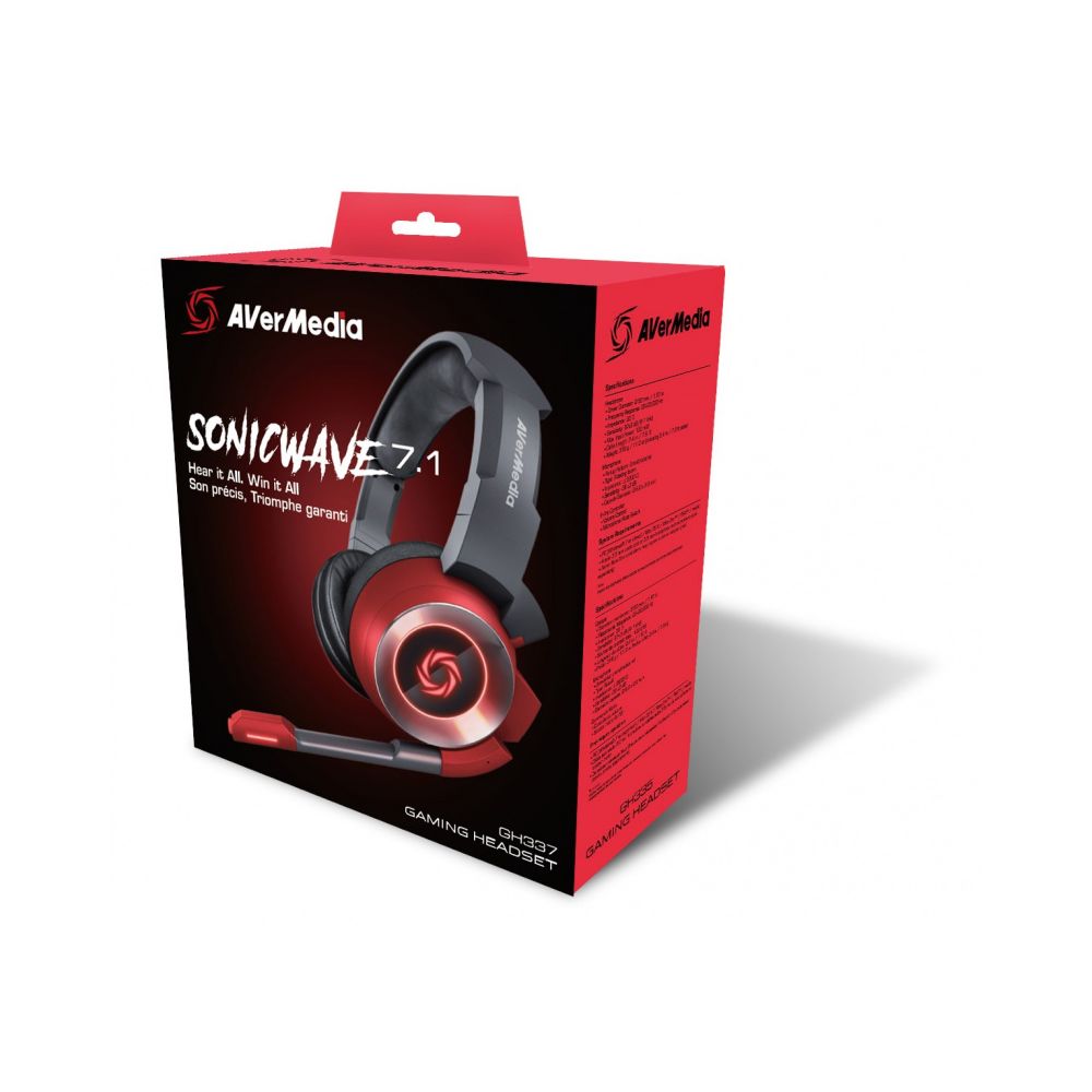 Avermedia - Sonicwave GH337 - Filaire - Rouge - Micro-Casque