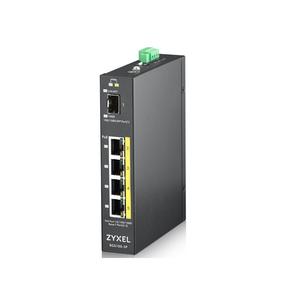 Zyxel - ZyXEL RGS100-5P Unmanaged L2 Gigabit Ethernet (10/100/1000) Black Connexion Ethernet, supportant l'alimentation via ce port (PoE) - Switch
