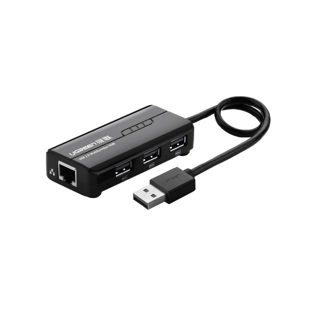 Wewoo - Hub USB 2.0 pour Mac, Windows, Linux Systèmes PC, Longueur du câble: 28cm Répartiteur USB 2.0 3 Ports + Adaptateur Ethernet RJ45 10 / 100Mbps - Hub