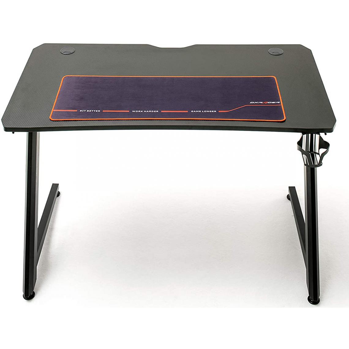 Pegane - Table de jeu / bureau de jeu en métal coloris noir - Longueur 111 x Hauteur 75 x Profondeur 60 cm - Bureau gamer
