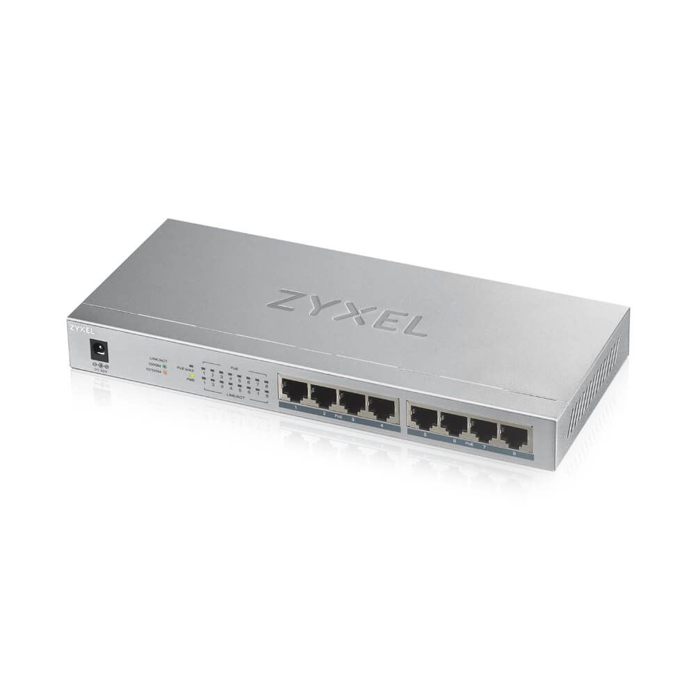 Zyxel - Zyxel GS1008HP Non-géré Gigabit Ethernet (10/100/1000) Gris Connexion Ethernet, supportant l'alimentation via ce port (PoE) - Switch