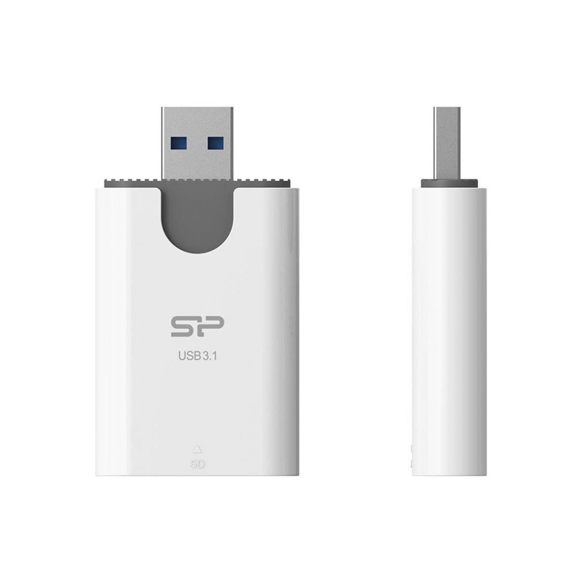 Silicon power - SILICON POWER Lecteur de carte SD/MicroSD USB3.1 Blanc - Lecteur carte mémoire