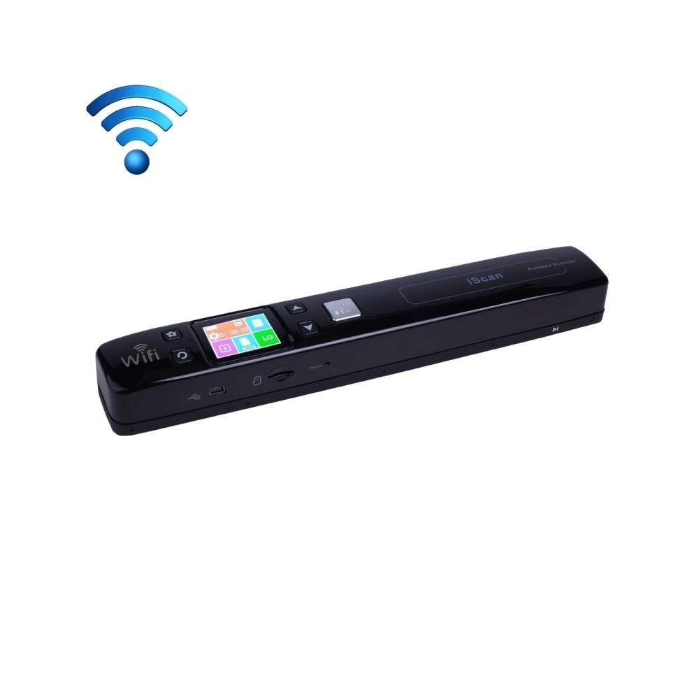 Wewoo - Scanner portable noir portatif de document mobile de double rouleau de iScan02 WiFi avec l'affichage à LED, appui 1050DPI / 600DPI / 300DPI / PDF / JPG / TF - Scanner