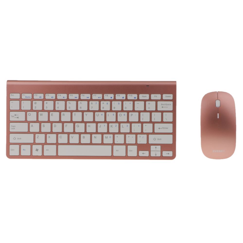 marque generique - clavier et souris sans fil étanches de 2,4 g pour ordinateur portable rose doré - Clavier