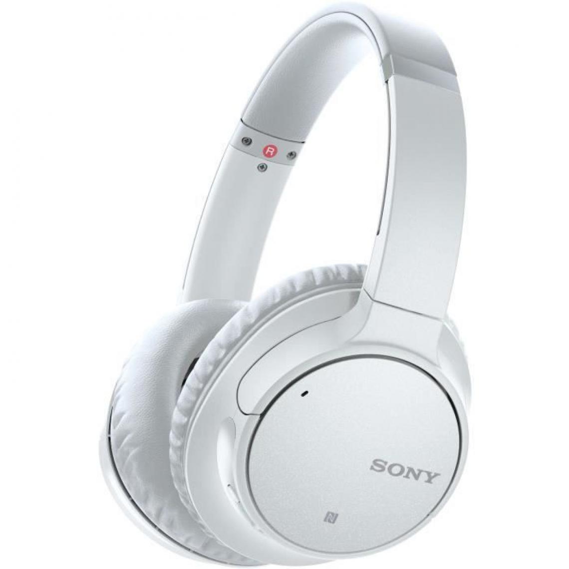 Sony - SONY WH-CH700NW - Casque arceau Bluetooth a réduction de bruit - 35 heures d'autonomie - 94dB/mW - Blanc - Micro-Casque