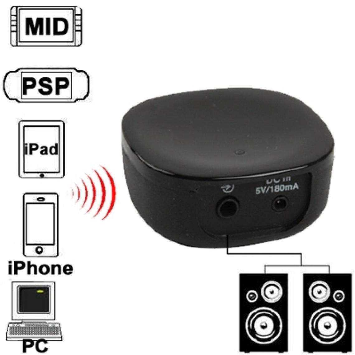 Wewoo - Pour iPhone 4 et 4S noir / 3GS / 3G / iPad 3 / 2 / Autres Téléphones Bluetooth PC, Taille: 46 x 46 x 20mm Mini Récepteur de Musique - Carte réseau