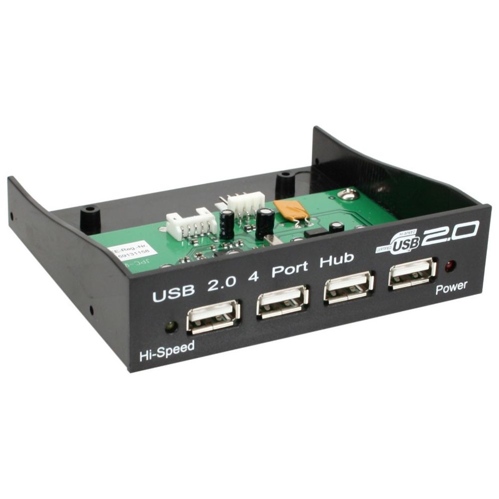 Inline - USB 2.0 concentrateur, InLine®, 4 x pour compartiment 3,5"", noir - Hub