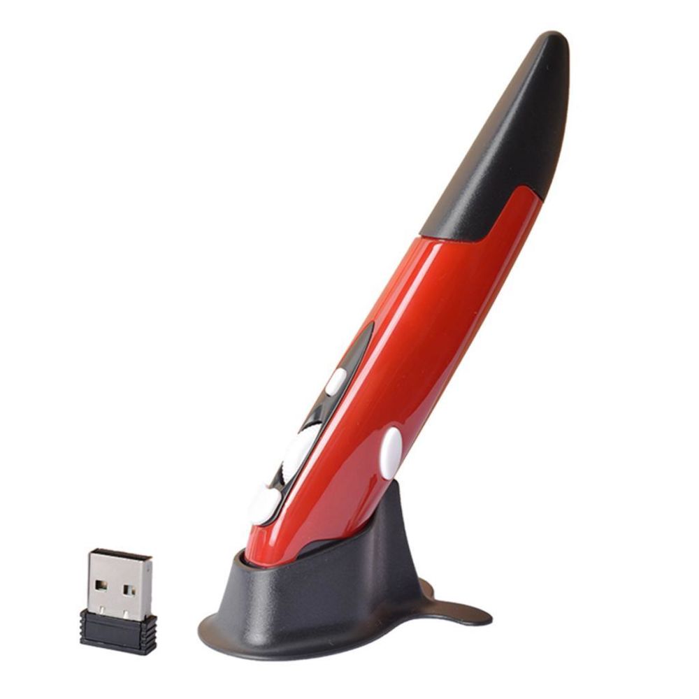 marque generique - 2.4Ghz Optical Wireless Pen Mouse USB Receiver Laptop Drawing Writing Red - Souris