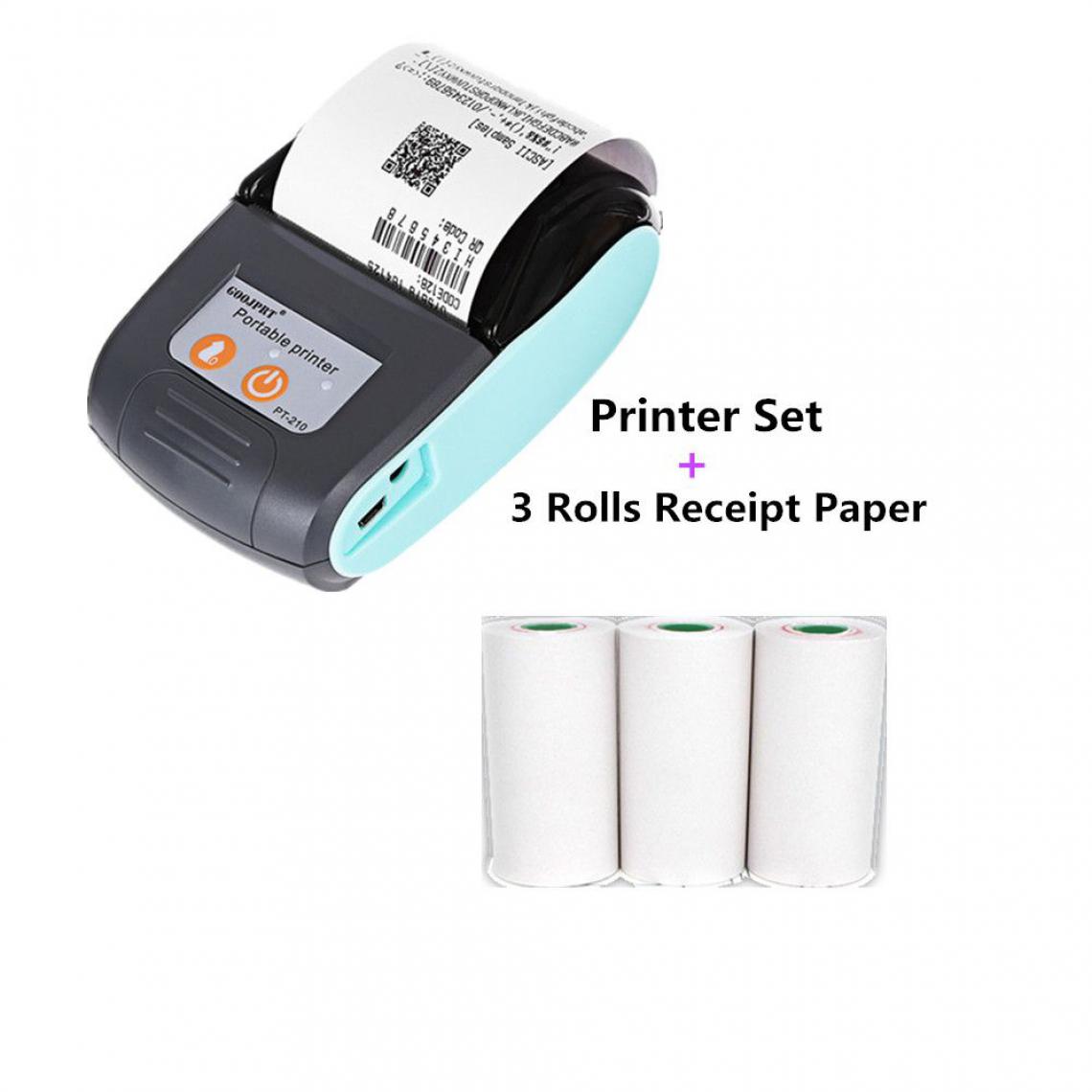 Generic - Mini-imprimante Thermique sans Fil pour Tickets de Caisse de 58 mm avec 3 Rouleaux , Connexion Bluetooth, Compatible avec Téléphone Portable, Système Android 10/4 *0/75 * 4.5 cm  - Bleu  - Imprimantes d'étiquettes