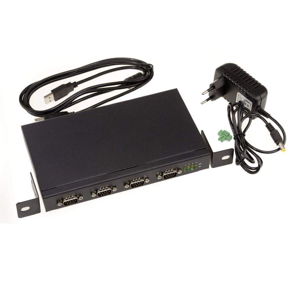Kalea-Informatique - Convertisseur USB vers 4 PORTS RS232 - BOITIER METAL RACKABLE - Interface RS-232 par fiche DB9 - GAMME INDUSTRIELLE - Switch