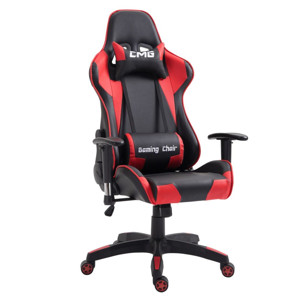 Idimex - Chaise de bureau GAMING, revêtement synthétique noir et rouge - Chaise gamer