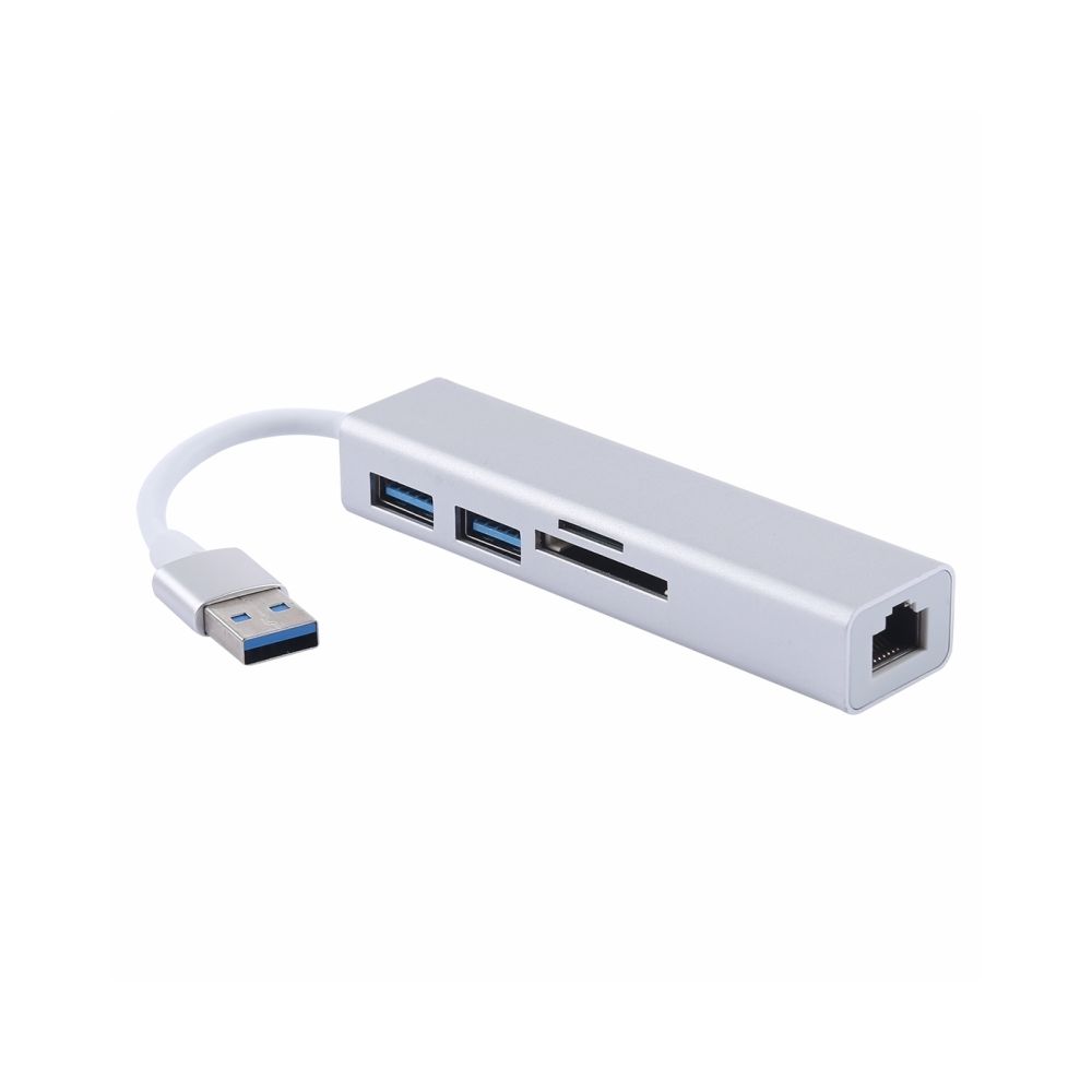 Wewoo - Hub USB Réseau Ethernet Gigabit 10/100 / 1000M Lecteur de cartes RJ45 & SD / TF vers USB 3.0 Convertisseur d'adaptateur mini-aluminium HUB, Longueur totale: environ 20cm - Hub