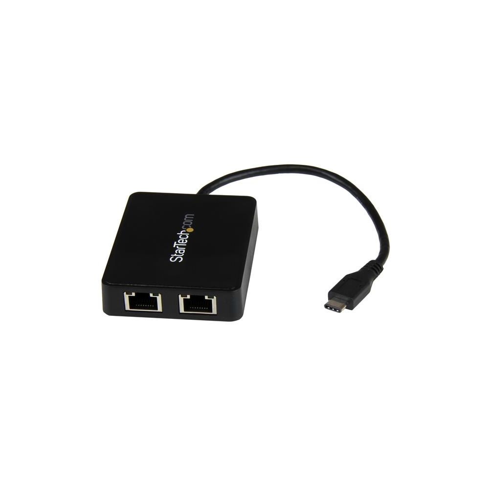 Startech - StarTech.com Adaptateur réseau USB-C vers 2 ports Gigabit Ethernet avec port USB 3.0 (Type-A) - Carte réseau