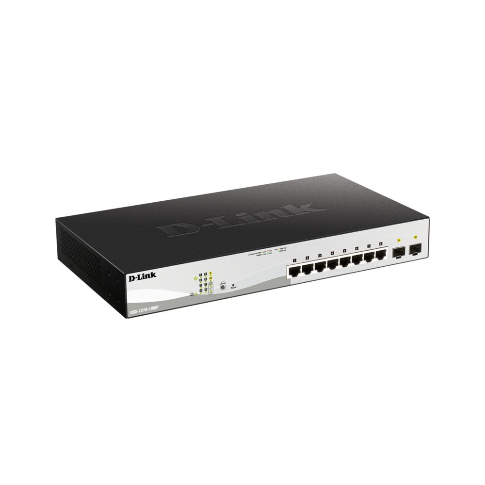 D-Link - D-Link DGS-1210-10MP commutateur réseau Géré L2/L3 Gigabit Ethernet (10/100/1000) Noir Connexion Ethernet, supportant l'alimentation via ce port (PoE) - Switch