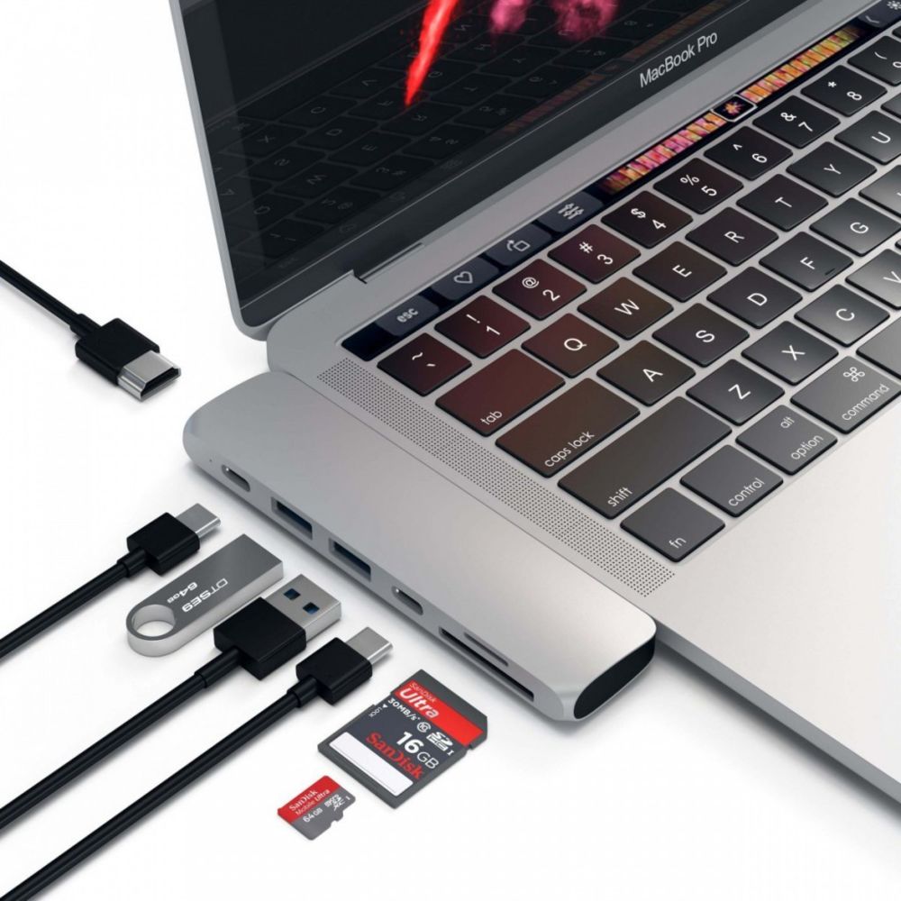 Alpexe - Alpexe Hub USB C MacBook Pro, Adaptateur Double Type-C 7 en 1 avec 2 Ports Type-C, 2 Ports USB 3.0, 1 Port Carte SD/TF et 1 Port - Hub