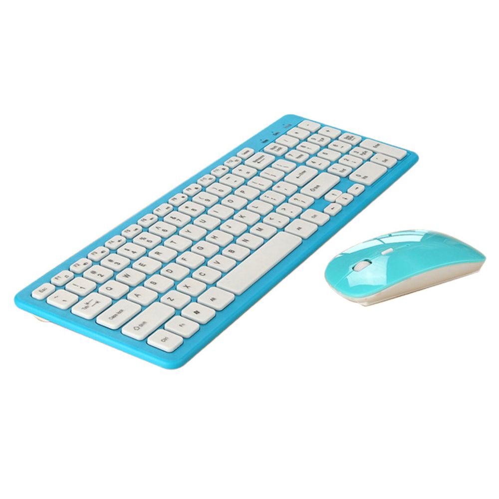 marque generique - clavier et souris sans fil slim pour le bureau à domicile pc portable macbook bleu - Souris