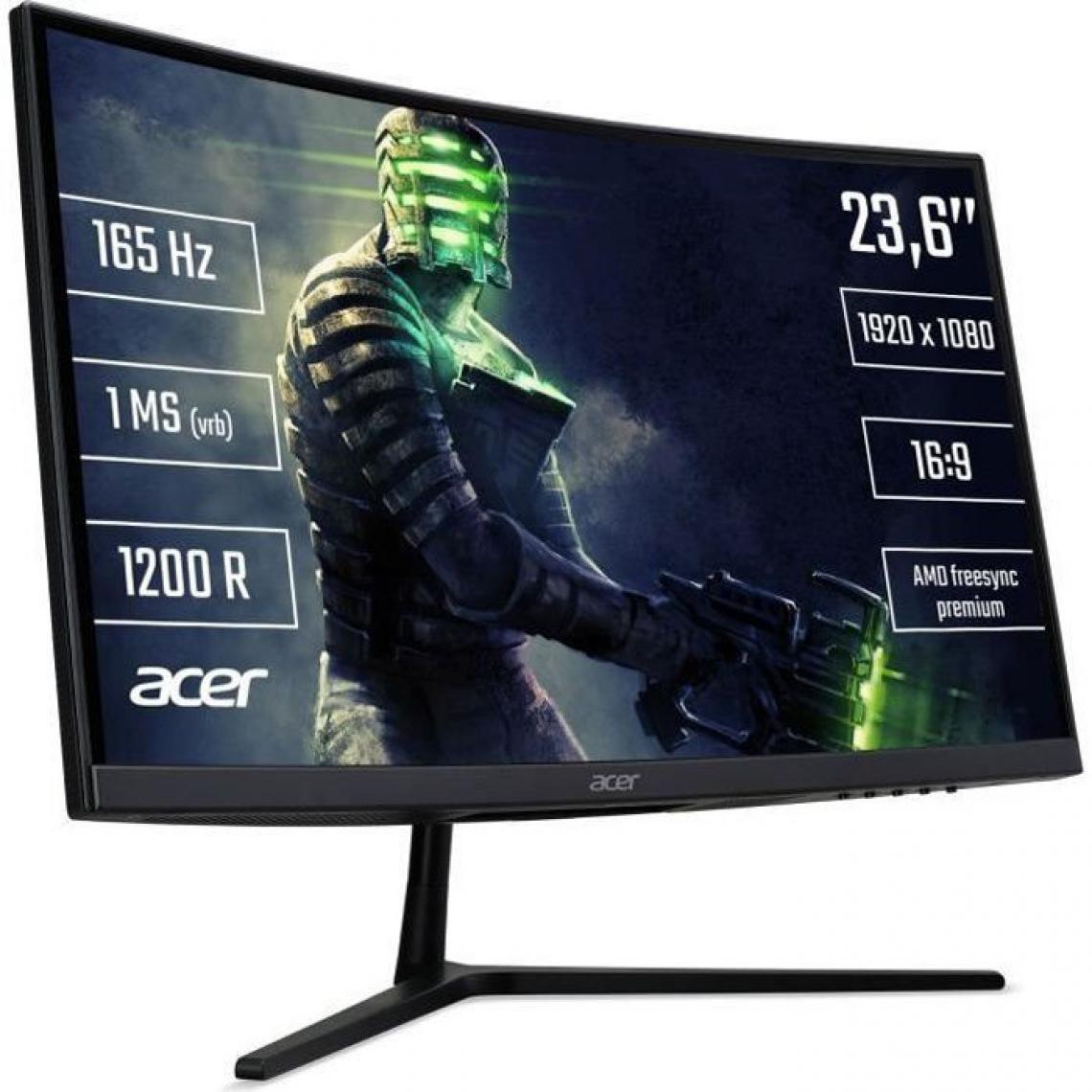 Acer - Ecran PC Gamer Incurvé - ACER - Nitro EI242QRPbiipx - 23,6 FHD - Dalle VA - 1ms - 165Hz - 2xHDMI/DisplayPort - AMD FreeSync Pre - Moniteur PC