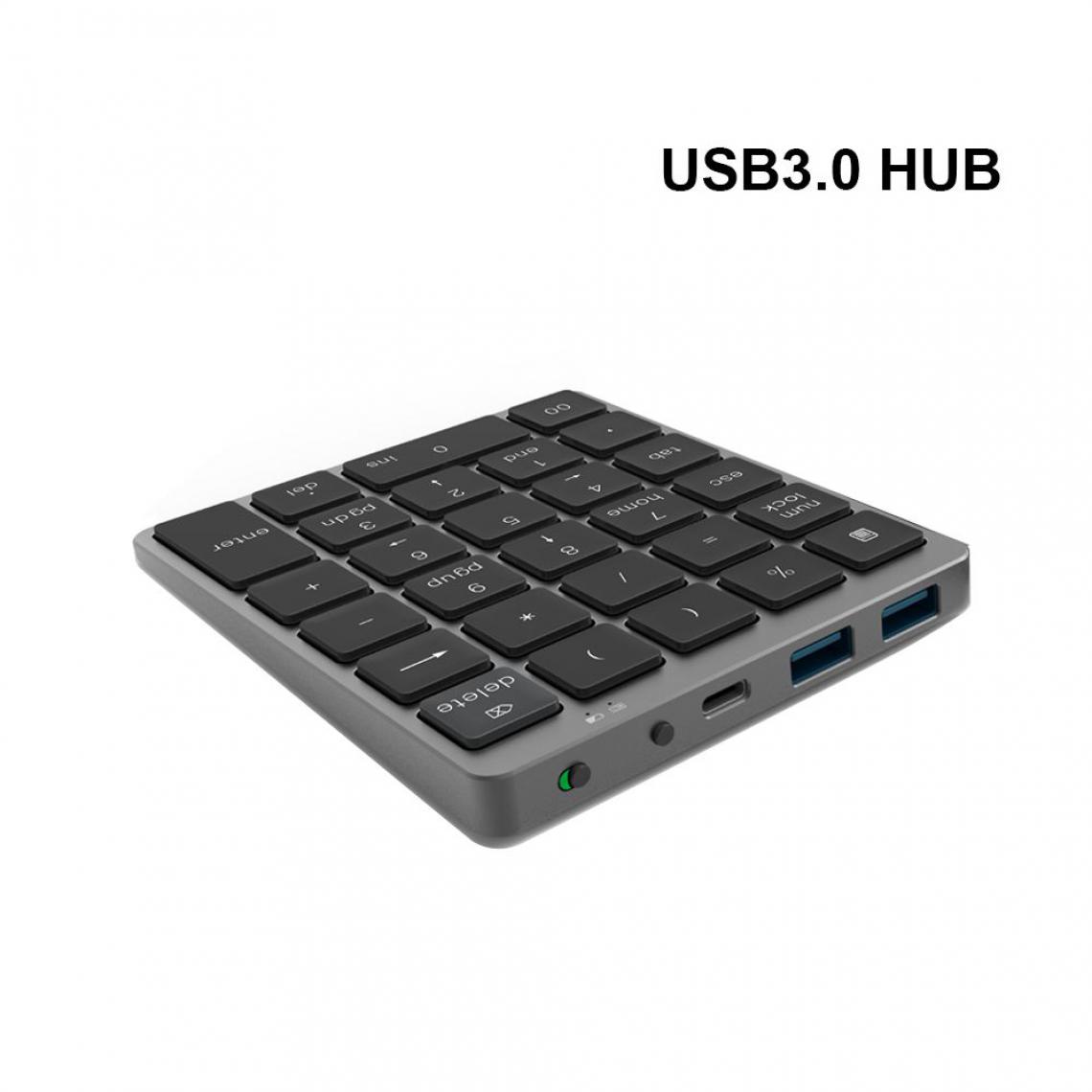 Generic - Mini-pavé numérique AVATTO ,  Bluetooth sans fil avec 28 touches et USB 3.0 Hub  en alliage d’aluminium pour ordinateur Windows, Mac OS et Android 12.1 * 10 * 11.2 cm -  Noir   - Clavier