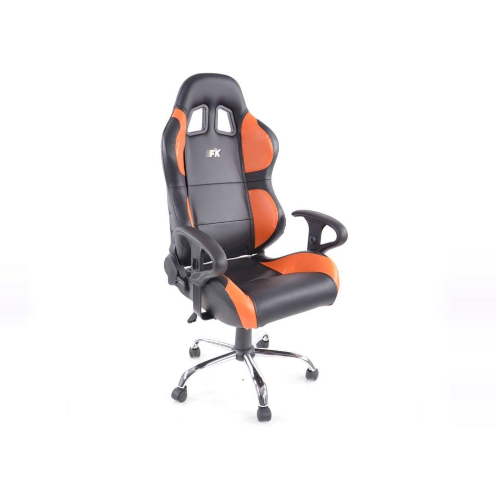 Fk Automotive - Siege baquet de bureau Phoenix en Simili Cuir Orange et Noir Inclinable avec accoudoir - Chaise gamer