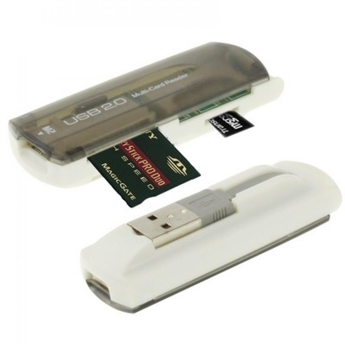 Wewoo - Lecteur multi-cartes USB 2.0, support gris SD / MMC, MS, TF, carte M2 - Lecteur carte mémoire