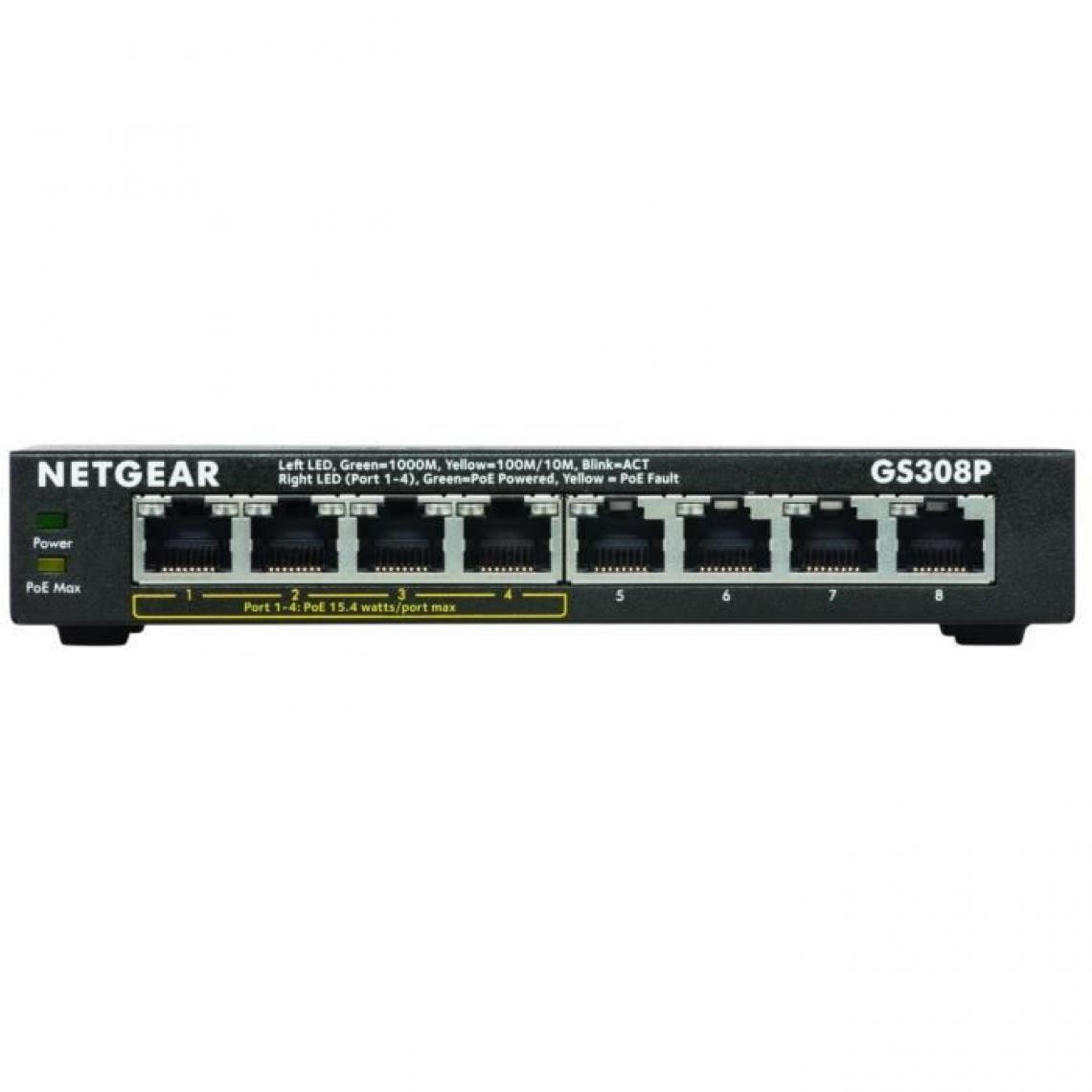 Netgear - NETGEAR Switch 8 Ports 10/100/1000 Mbps - GS308P-100PESS - - NAS