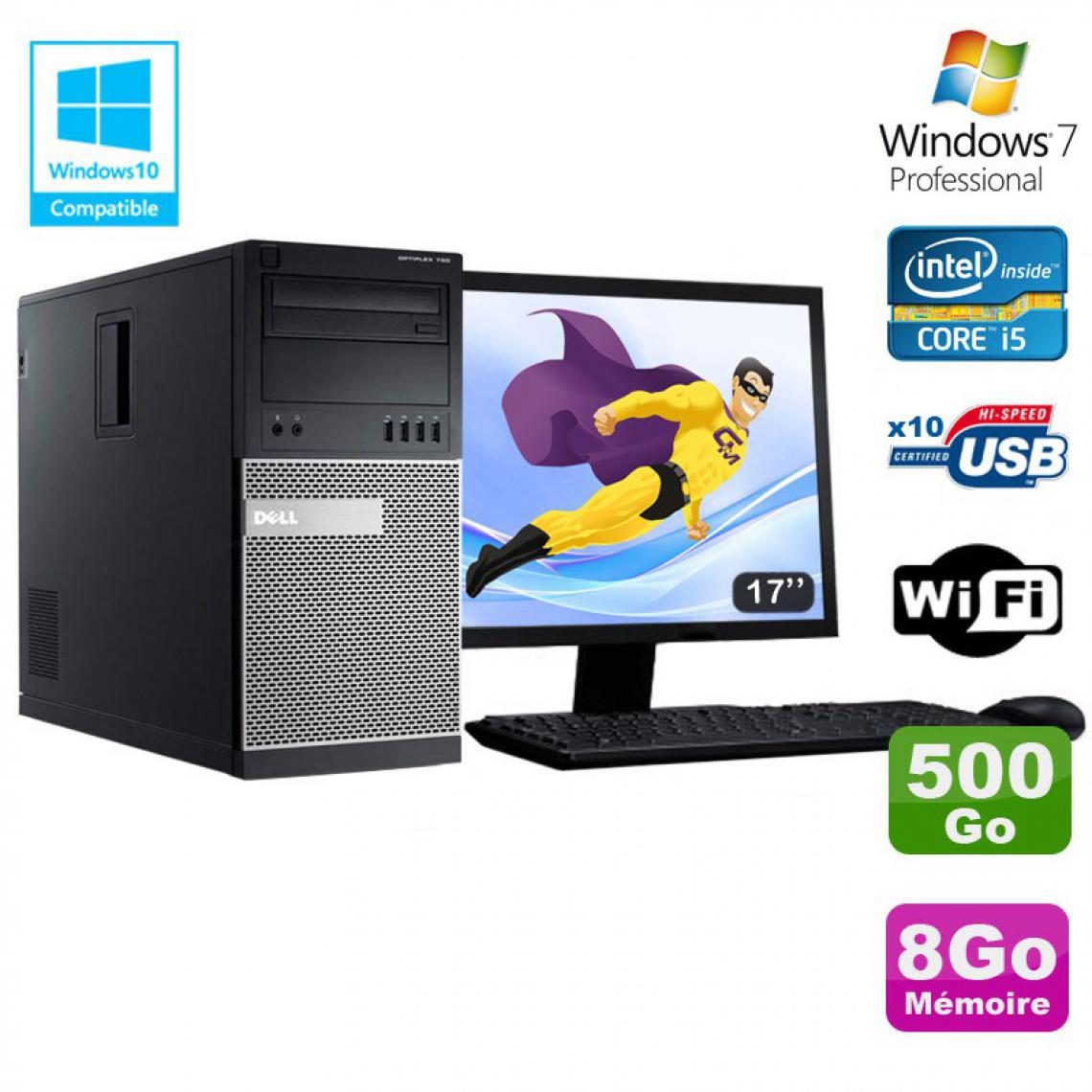Dell - Lot PC Tour Dell 790 Core I5 3.1Ghz 8Go Disque 500Go DVD WIFI Win 7 + Ecran 17" - PC Fixe