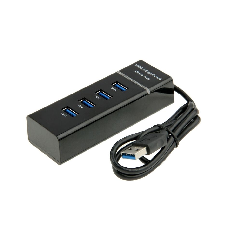 Wewoo - Hub USB 3.0 noir 4 Ports USB 3.0 HUB, Super Vitesse 5 Gbps, Plug and Play, avec indicateur de puissance LED, BYL-P104 - Hub