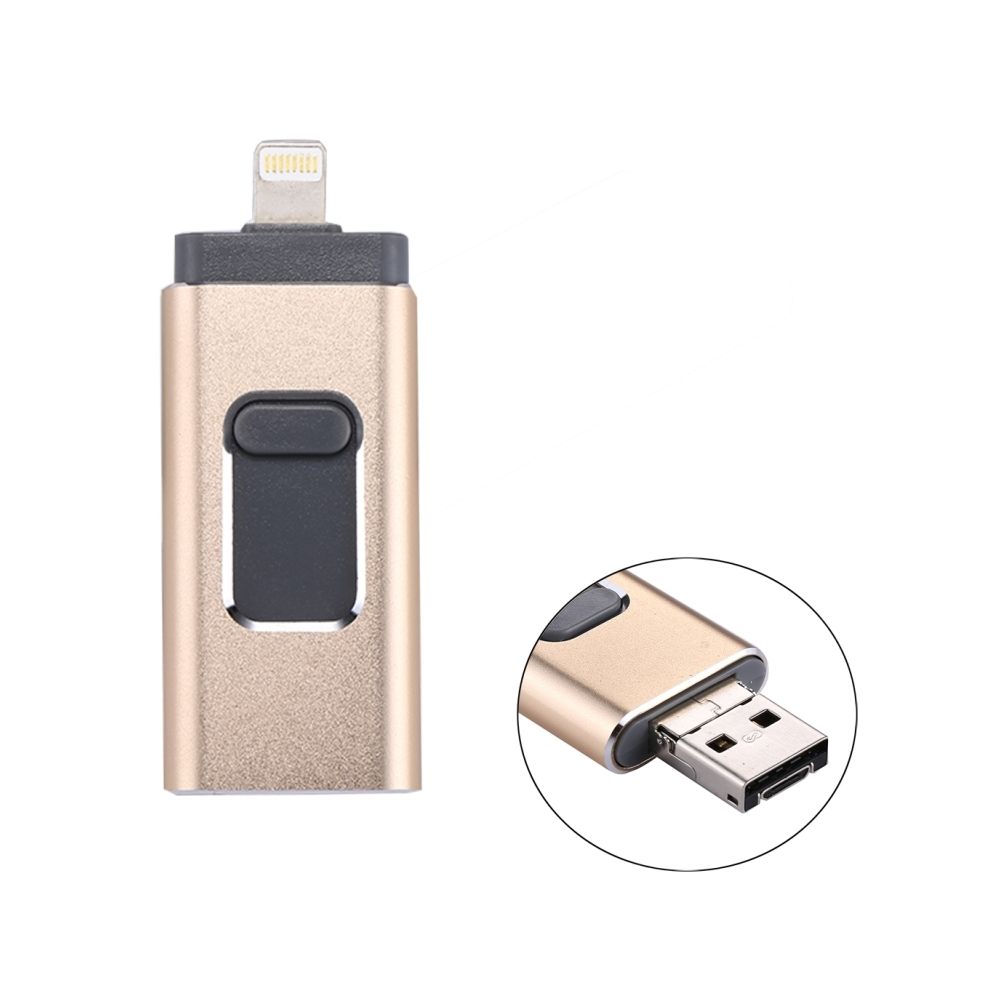 Wewoo - Clé USB or pour iPhone et iPad & iPod la plupart des smartphones Android PC 3 en 1 USB 2.0 Lightning 8 broches lecteur flash USB Micro 64Go, - Clavier