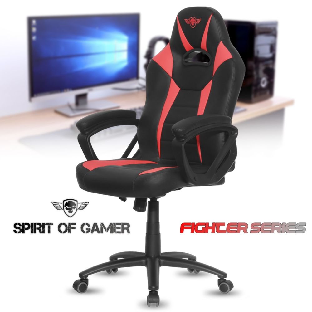 Spirit Of Gamer - Fauteuil de gamer Fighter series Rouge - Armature métal - Similicuir - Type baquet - Chaise gamer