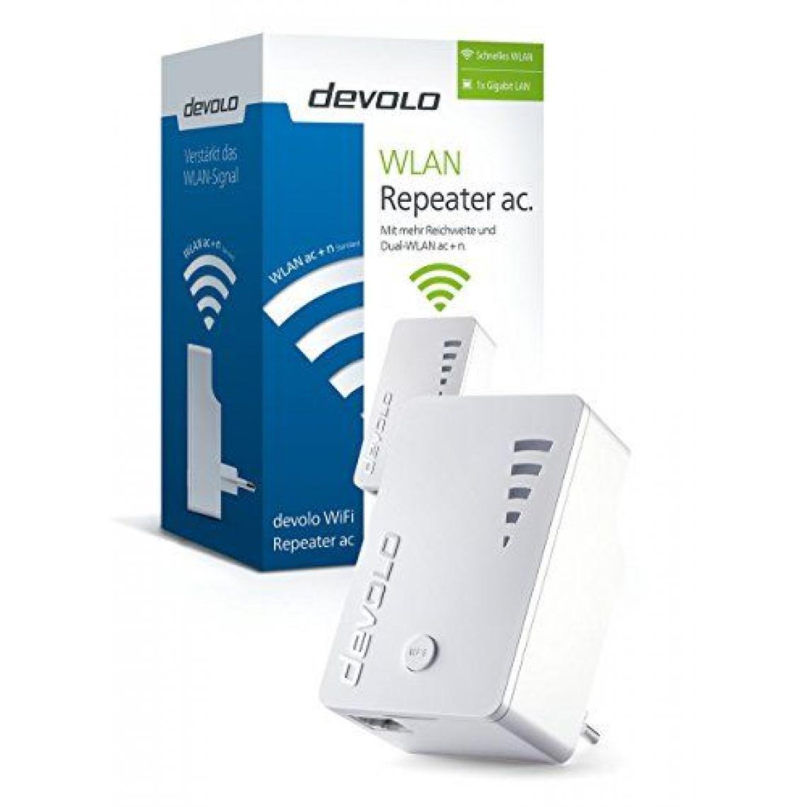 Inconnu - Devolo Répéteur Wi-Fi AC (1200 Mbit/s, 1 x port Gigabit Ethernet LAN, WPS, amplificateur WLAN, indicateur de la force du signal 5 niveaux, fonction point d'accès, design compact) Blanc - Répéteur Wifi
