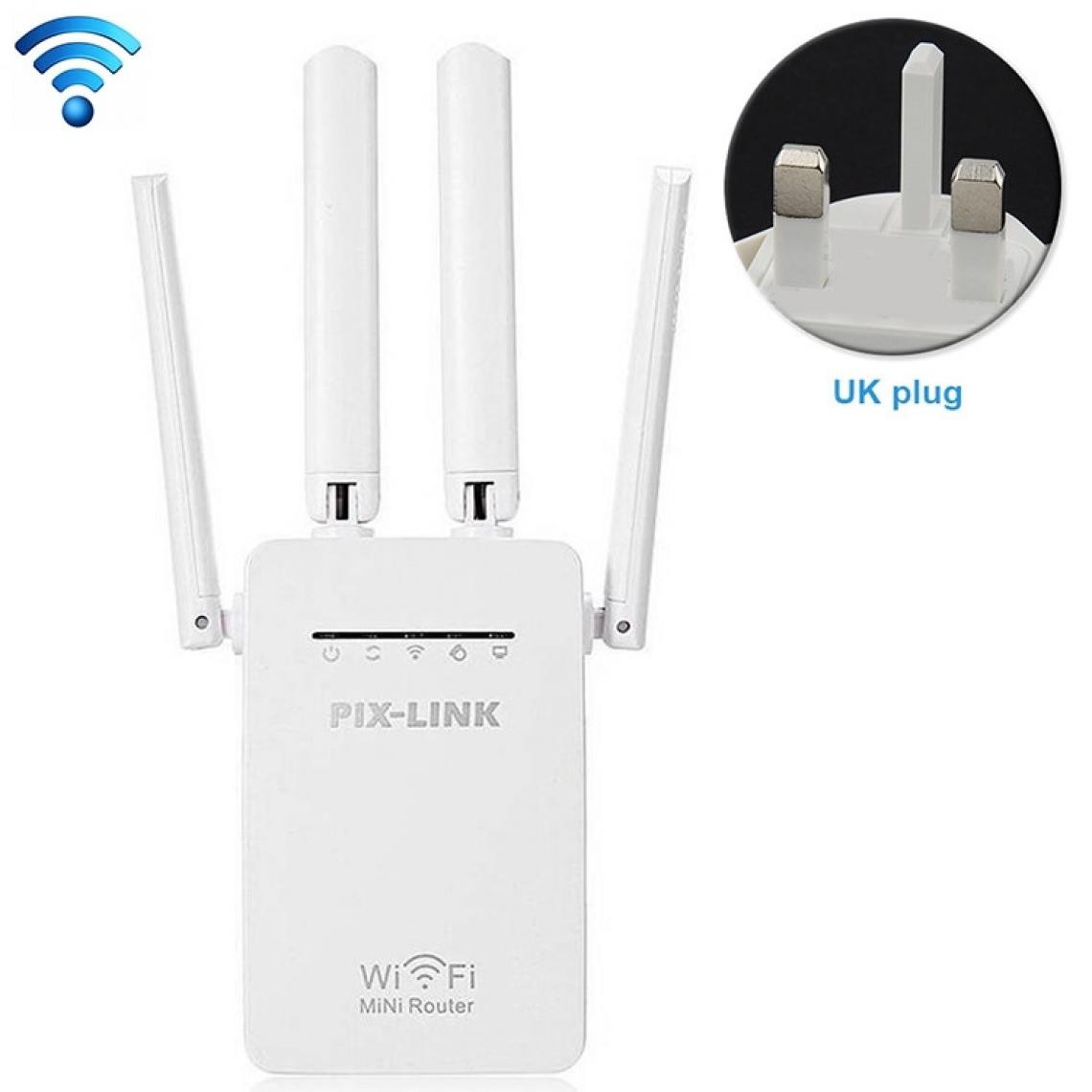 Wewoo - Routeur sans fil Répéteur de WiFi intelligent avec 4 antennes WiFispécification de prise britannique blanc - Répéteur Wifi