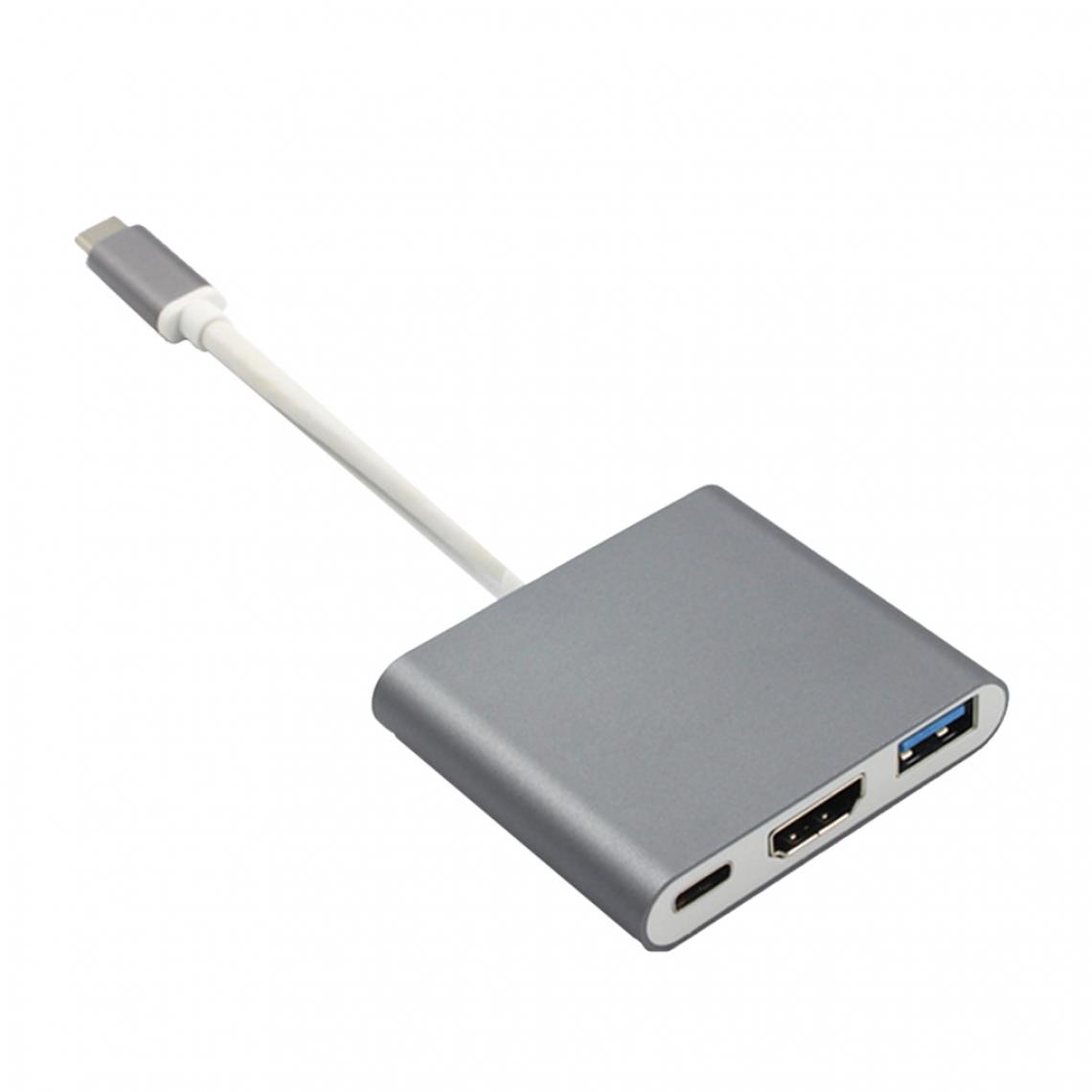 marque generique - Type-C USB vers HDMI +USB3.0 Adaptateur Cable Convertisseur Cord Support 4K pour PC - Hub