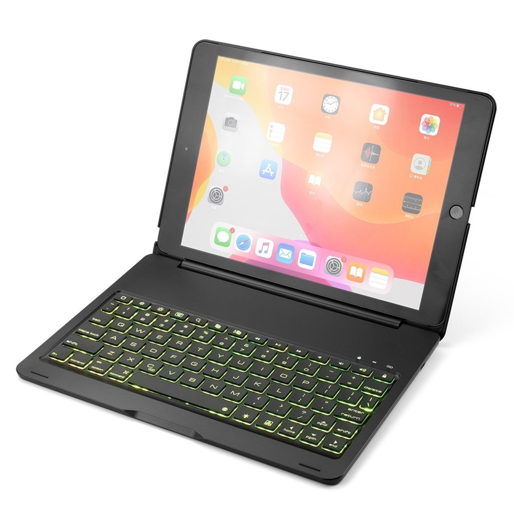 Wewoo - F102S pour iPad 10.2 pouces alliage d'aluminium clavier Bluetooth rétro-éclairé coloré + étui de protection noir - Clavier