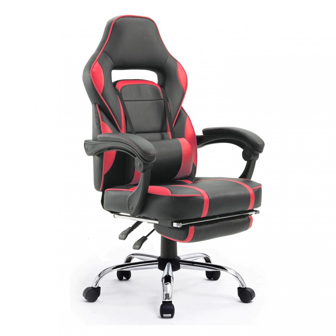 Beneffito - GHOST - Fauteuil de bureau GAMER inclinable avec repose-pieds - Rouge - Chaise gamer