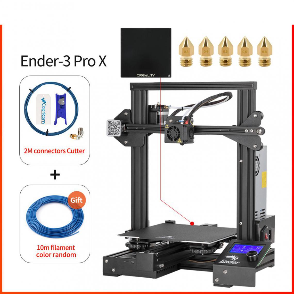 Generic -  imprimante 3D CREALITY 3D Ender-3 Pro  avec à tête d'impression  PLA,  ABS , TP  et 2m connecter cutter  44 * 44 *  46.5  cm - Noir  - Imprimante 3D