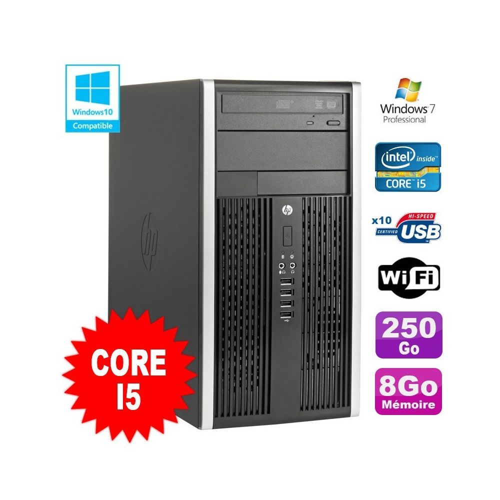 Hp - PC Tour HP Elite 8200 Core I5 3.1Ghz 8Go Disque 250Go Graveur WIFI Win 7 - PC Fixe