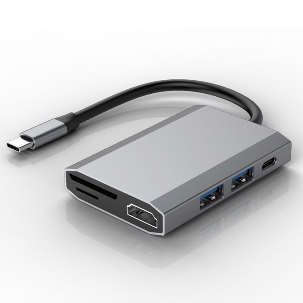 Wewoo - HUB basix TW6A 6 en 1 USB-C / Type-C à 2 USB 3.0 + Interfaces USB-C / Type-C + HDMI Adaptateur de hub avec fentes pour carte Micro SD / SD Gris - Hub