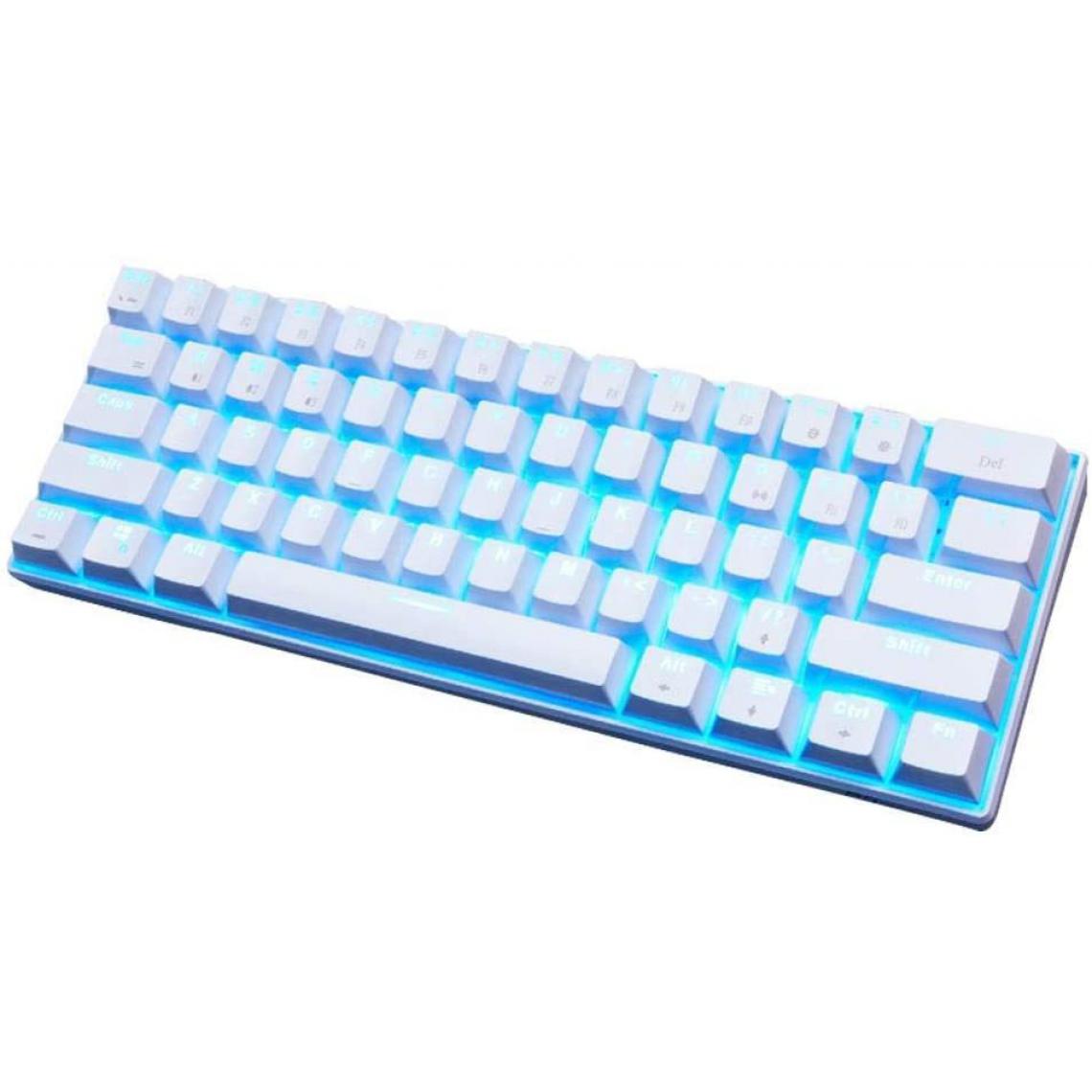 Chrono - Gaming Keyboard mécanique RK61 Filaire/sans Fil Bluetooth 61 Touches LED rétro-éclairé Design résistant aux déversements Adapté à l'utilisation de Travail et Tous Les Jours Compatible avec IO(blanc) - Clavier