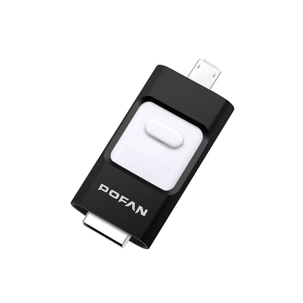 Wewoo - Clé USB noir pour iPhone et iPad & iPod & Appareils Android, Taille: 54 x 23 x 9 mm 16GB Lightning Micro USB à USB 2.0 mini lecteur de disque flash en métal push-pull avec empreintes digitales, - Clavier