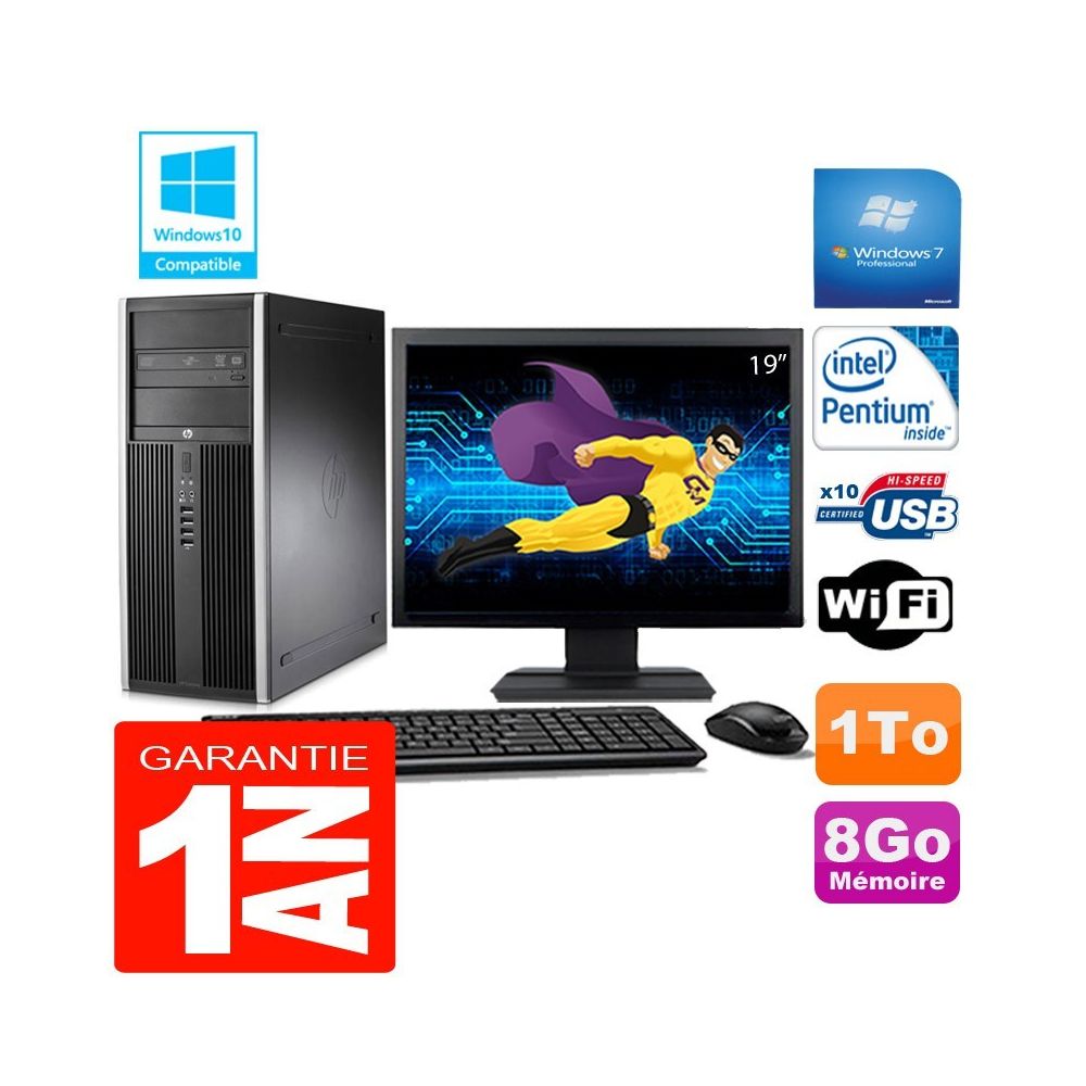 Hp - PC Tour HP Compaq 8200 Intel G630 Ram 8Go Disque 1 To Wifi W7 Ecran 19"""" - PC Fixe