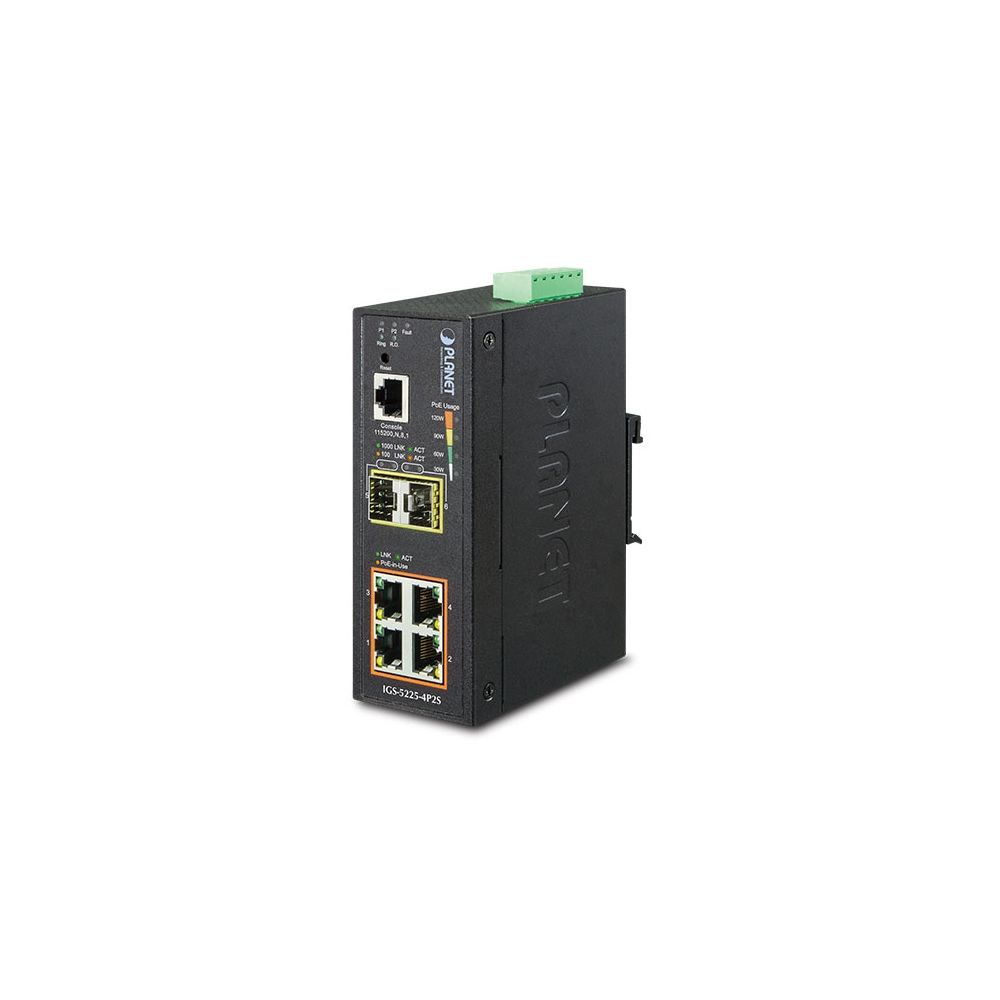 Planet - Planet IGS-5225-4P2S commutateur réseau Géré L2+ Gigabit Ethernet (10/100/1000) Noir Connexion Ethernet, supportant l'alimentation via ce port (PoE) - Switch