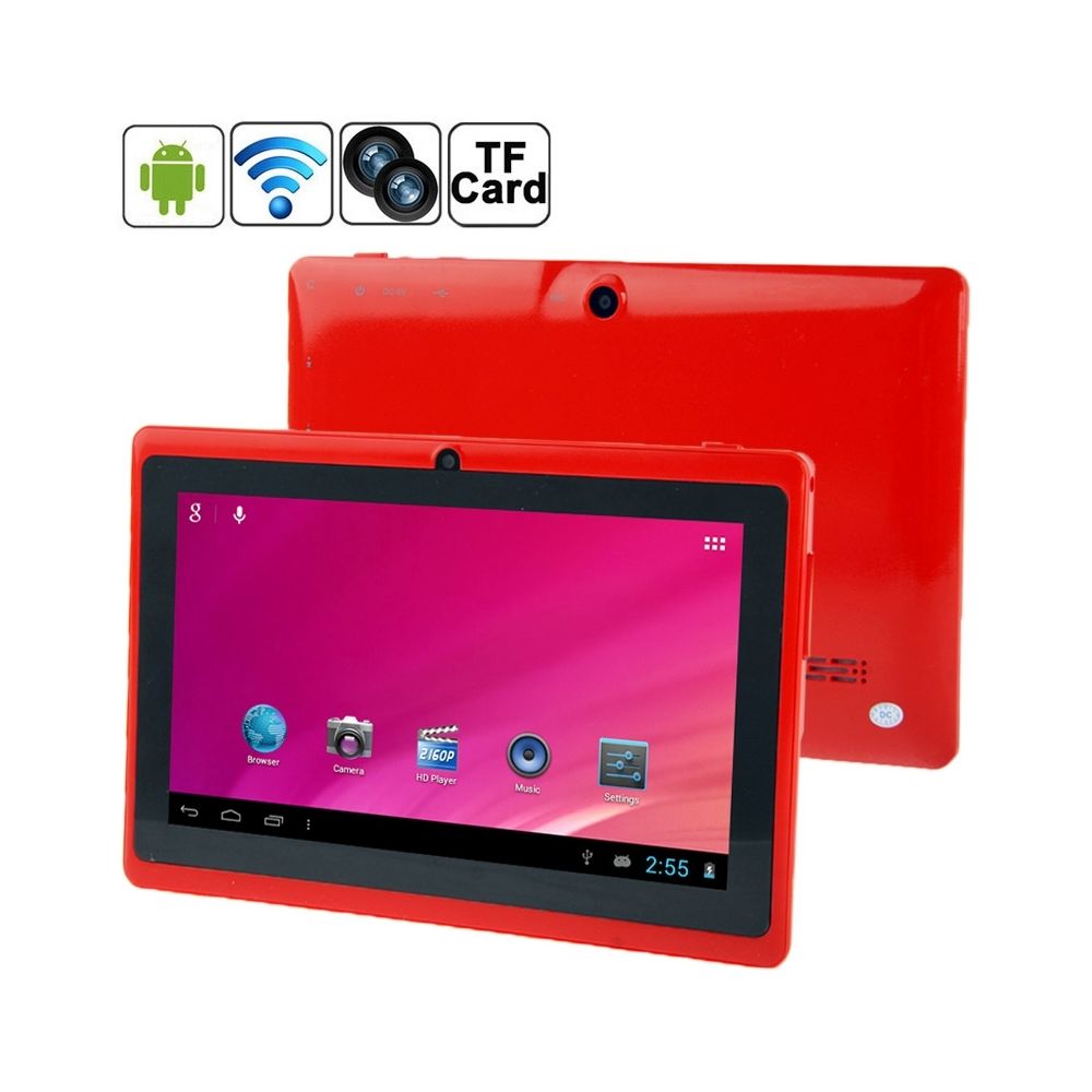 Wewoo - Tablette Tactile rouge 7 pouces Tactile, 512 Mo + 8 Go, Android 4.0 360 degrés de rotation du menu, Allwinner A33 Quad Core, 1,5 GHz - Tablette Android