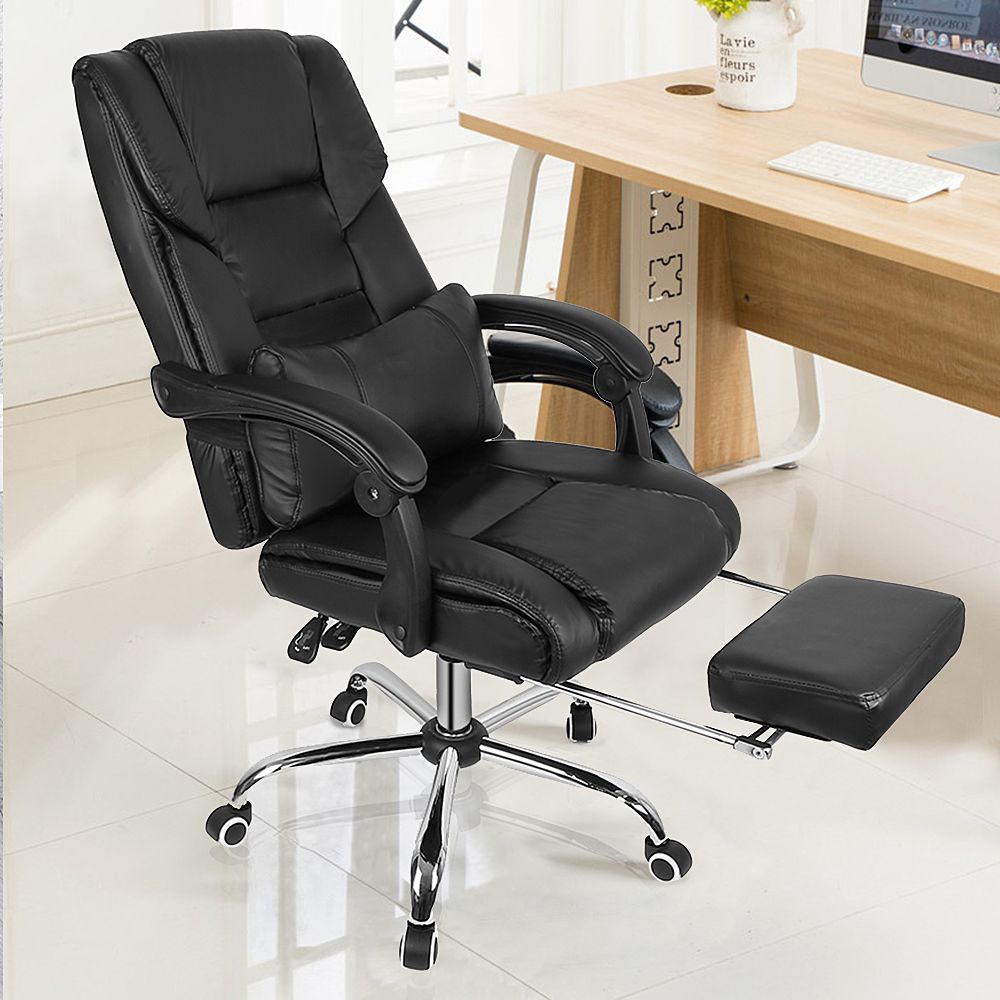marque generique - Noir Fauteuil confortable réglable/ Chaise de jeu rotatif avec oreiller et repose-pied - Chaise gamer