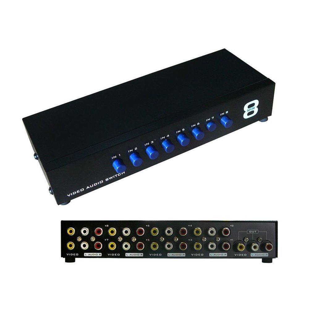 Kalea-Informatique - Switch Audio Stereo + Video Composite - 8 Ports - Aiguille Une entrée vers 8 Sorties ou 8 entrées vers Une Sortie - Switch