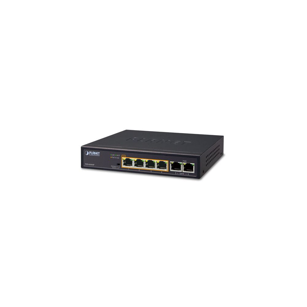 Planet - Planet FSD-604HP Non-géré Fast Ethernet (10/100) Connexion Ethernet, supportant l'alimentation via ce port (PoE) Noir commutateur réseau - Switch