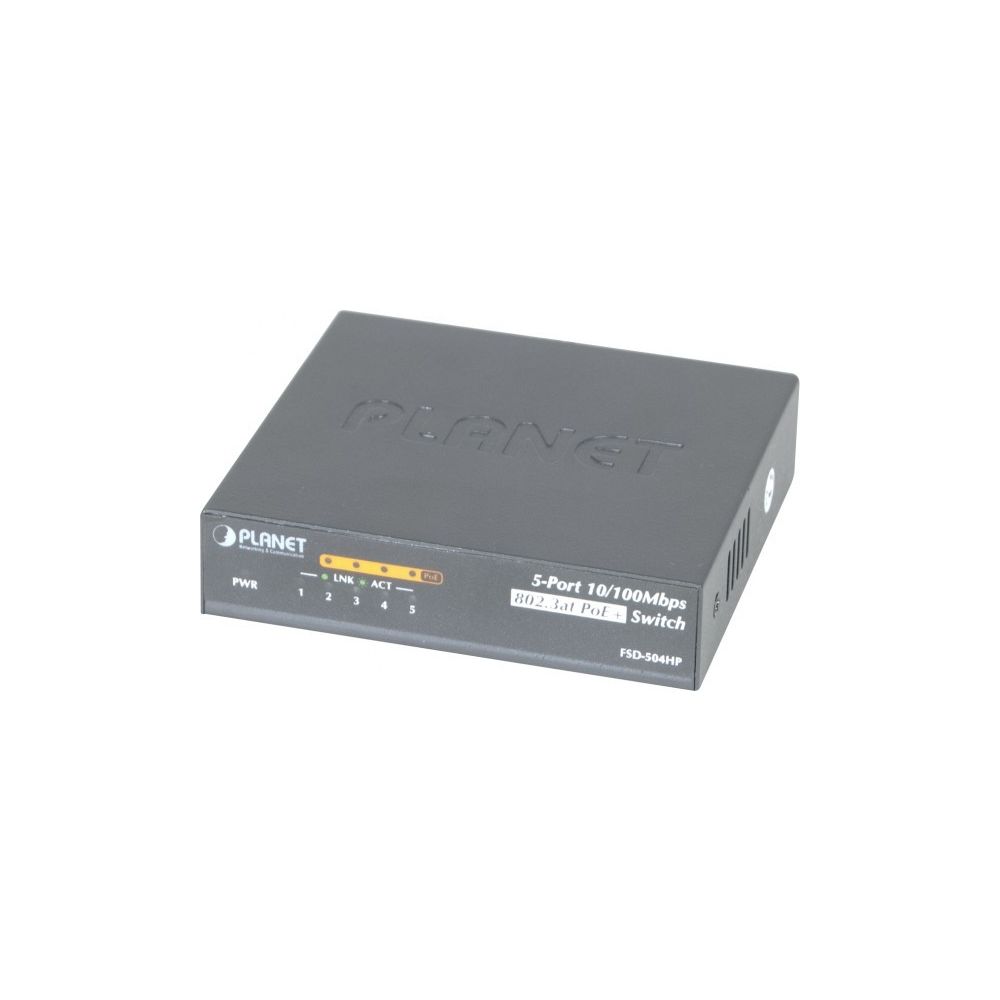 Planet Technology Corp - Planet FSD-504HP switch 5P 10/100 dont 4 PoE+ 802.3at 60W - Switch