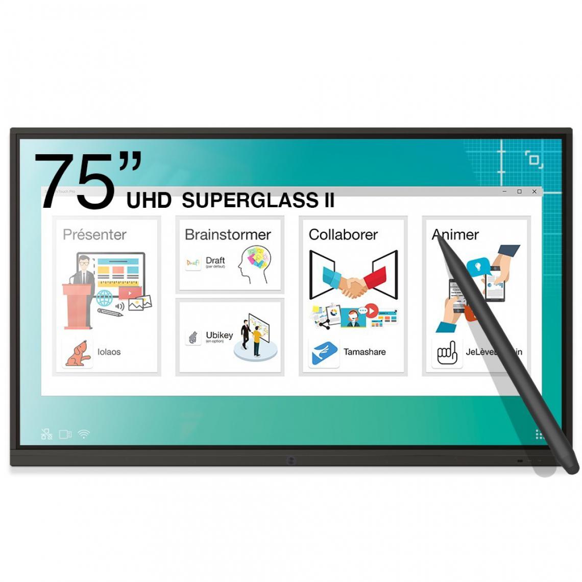 Speechi - Ecran interactif tactile Haute Précision SuperGlass 2 Android 9 SpeechiTouch UHD Pro - 75" - Tablette Android